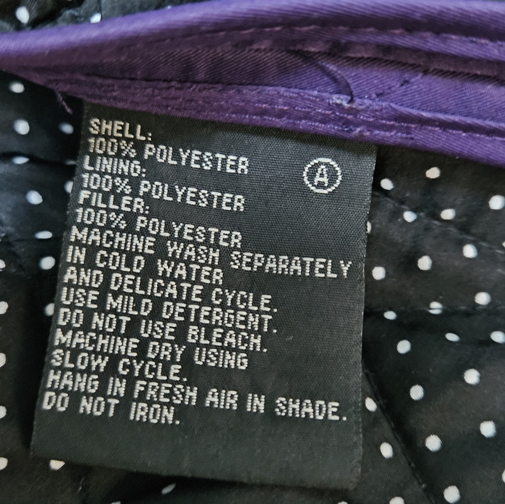 Paolo Alessia Women's Quilted Purple Jacket W/ Black polka dot lining-Sz S - Picture 7 of 8